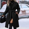 Coolmee Women's Peacoat Notched Lapel Collar Single Breasted Trench Coats Loose Casual Long Jacket Fall Winter Outerwear with Belt - 3 of 4