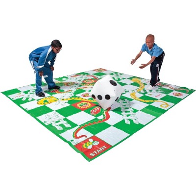 DOM Giant Snakes & Ladders Game, Set Includes 1 Giant Mat, 8 Stakes and 1 Giant Inflatable Die