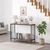 41.3'' Console Table with 2-Tier Shelves & Black Metal Frame – Vintage Rustic Brown, Versatile Entryway/Sofa/Plant Stand Organizer for Living Room - 3 of 4