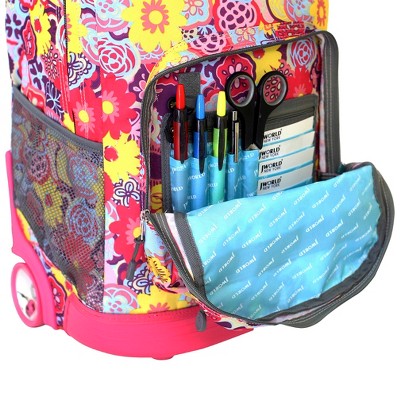 'J World 18'' Sunrise Rolling Backpack - Poppy Pansy, Girl's, Size: Small'