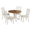 5-Piece Round Dining Table Set with 4 Upholstered Dining Chairs, Kitchen Table Set with Solid Wood Legs for Small Dining Room–The Pop Home - 3 of 4