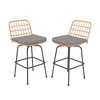 Resenkos Set of 2/4 Patio Metal Bar Stools with Curved Fabric Seat-Set of 4 Gray - 4 of 4