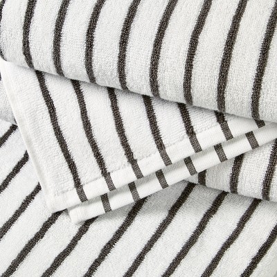 Gray and White Striped Cotton Cabana Beach Towels - Set of 2