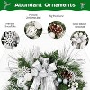 24" Christmas Wreath, Artificial Christmas Decorations with LED Lights, Indoor and Outdoor Holiday Decorative Wreath for Door, Windows, Walls, Silver - 3 of 4