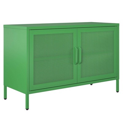 Kelly Green Metal 2 Door Storage Cabinet with Mesh Doors