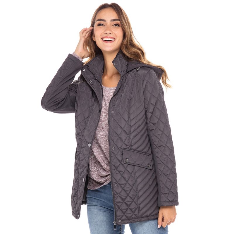 Sebby Collection Women's Quilted Jacket with Detachable Hood , 3 of 8
