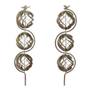 Bird and Butterfly w/Triple Orb Stake (Set of 4) - 1 of 2