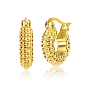Guili Beaded Grace 14K Gold Plated Hoop Earrings, a Stylish and Versatile Statement Piece That Enhances Your Everyday Look with Modern Sophistication - 1 of 3