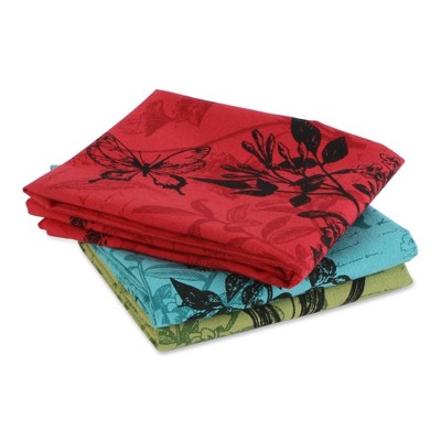 3pk Cotton Botanical Flowers Dishtowel Set - Design Imports