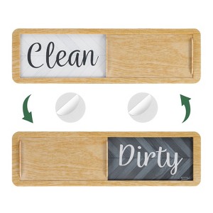 Unique Bargains Kitchen Hotel Indicator Wood Grain Clean Dirty Sign Dishwasher Magnet - 1 of 4