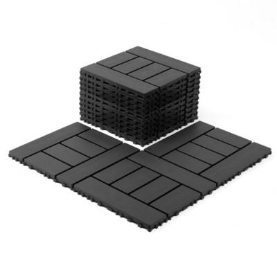Syemin Carpet Tiles 44PCS H Style Balcony Deck Tiles, DIY Interlocking Deck Floor Tiles, Patio Tiles for Porch Poolside, Backyard, Gray, 12"*12"*0.8"