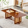 TiramisuBest Walnut Chinese Style Tea Table, Solid Wood Rectangular Coffee Table for Small Living Rooms - 2 of 4