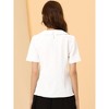 INSPIRE CHIC Women's Floral Jacquard Puff Short Sleeve Peter Pan Collar Blouse - 3 of 4