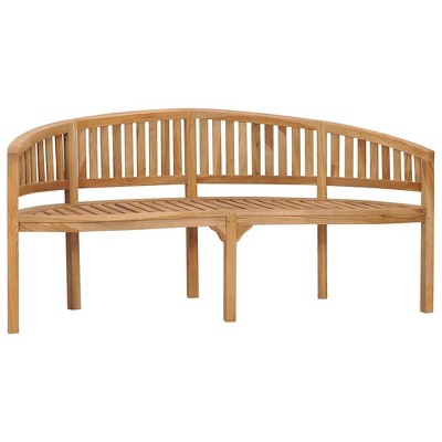 vidaXL Banana Bench, Indoor/Outdoor, Fine Sanded Finish, Solid Teak Wood 26"x70.9"x33.9" Brown