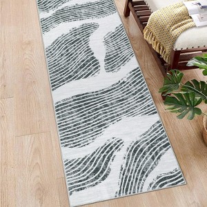 Area Rug Geometric Stripes Rug Modern Washable Living Room Rug Low Pile Non-Slip Throw Rugs for Bedroom Office - 1 of 4