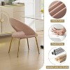 MAYEERTY Velvet Dining Chair, Curved Backrest Golden Metal Legs, Kitchen Dining Room, White - 2 of 4