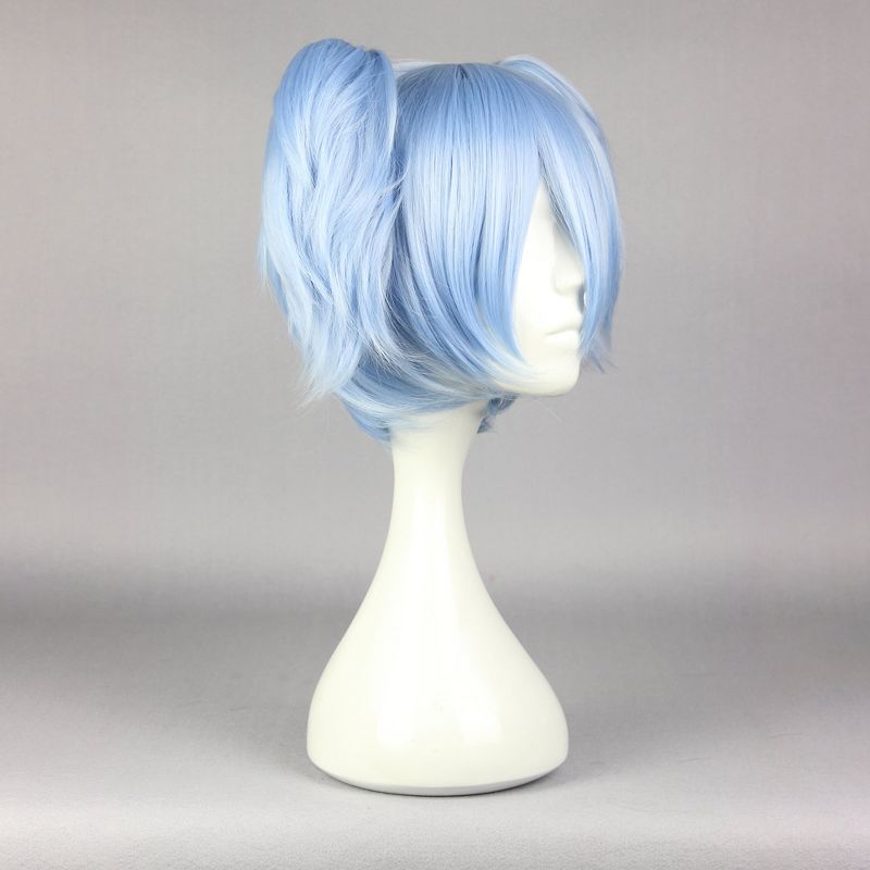 Unique Bargains Women's Wigs 12" Sky Blue with Wig Cap Short Hair Ponytail, 4 of 7