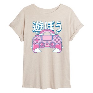 Women's - Instant Message - Girly Game Controller Oversized Graphic T-Shirt - 1 of 4