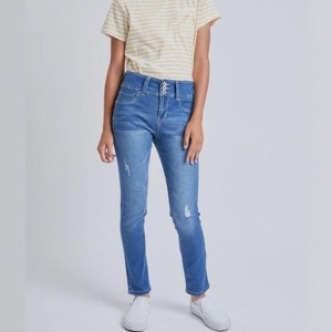 Women's Teens Rips Tatters Skinny Jeans - YMI - 1 of 2