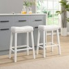 eHemco Heavy-Duty Padded Faux Leather Saddle Seat Metal Kitchen Bar Stools, Set of 2, 29 Inches - 3 of 4