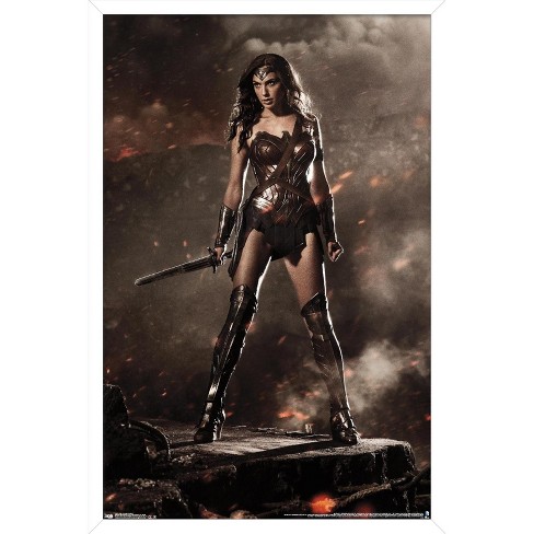 Trends International Dc Comics Movie - Batman V Superman - Wonder Woman  Framed Wall Poster Prints White Framed Version 