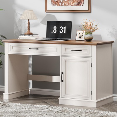 47" Executive Desk, Computer Desk with Drawers, Storage Cabinet & Charging Station