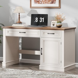 47" Executive Desk, Computer Desk with Drawers, Storage Cabinet & Charging Station - 1 of 4