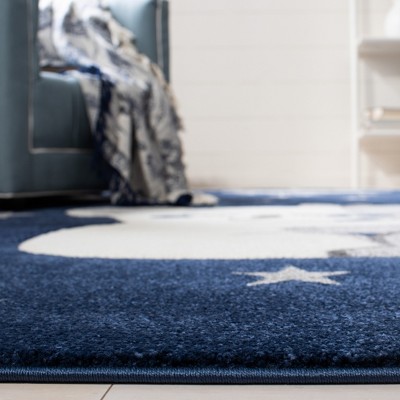 Navy and Grey Synthetic Kids Runner Rug with Koala Design