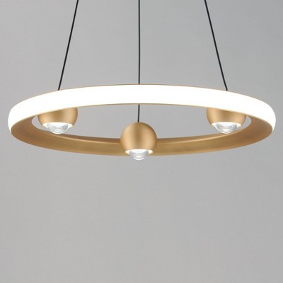 Gold Aluminum LED Ring Pendant Light with Adjustable Height
