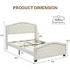King Upholstered Platform Bed Frame with Tufted Headboard, Nailhead Trim, No Box Spring Needed, Beige - 2 of 4