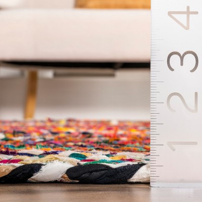 Handmade Multicolor Cotton Braided Round Area Rug