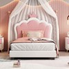 NicBex Twin Size Princess Upholstered Bed Frame with Crown-Shaped Headboard for Girls,Solid Wood Slats Support,Easy Assembly,White+Pink/Pink+White - 2 of 4