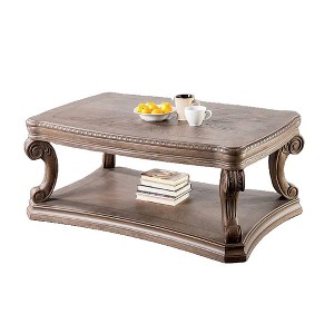Royal Hampton Coffee Table, Weathered Oak Brown Wood, Rustic Farmhouse 52 Inch - 1 of 4
