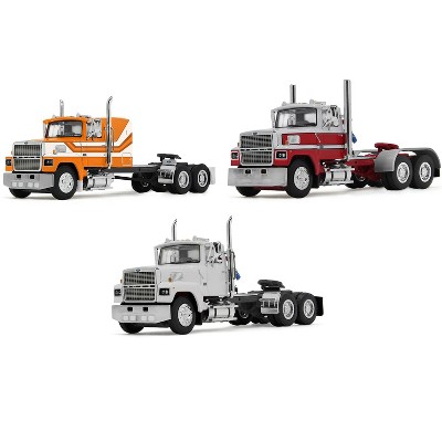 Ford LTL 9000 Trio Set (Two Day Cabs and One 60" Flat Top Sleeper) 1/64 Diecast Model by DCP/First Gear
