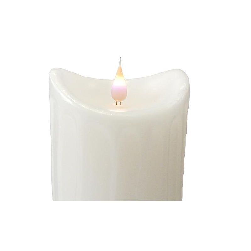 Melrose 5.25"  LED Simplux Dripping Wax Flameless Pillar Candle with Moving Flame - White, 2 of 4