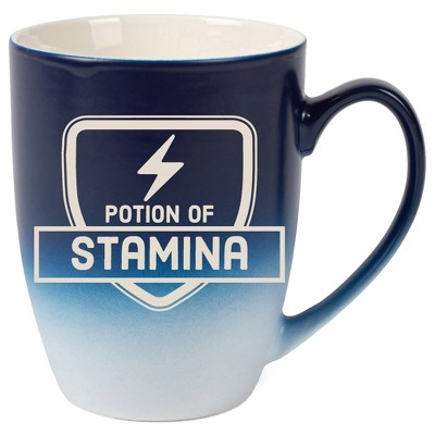 100 North Magic Potion 10 Ounce Navy Blue and White Two Toned Ombre, Comfortably Fits Your Hands, Ceramic Tea Coffee Cup Mug, Potion Of Stamina
