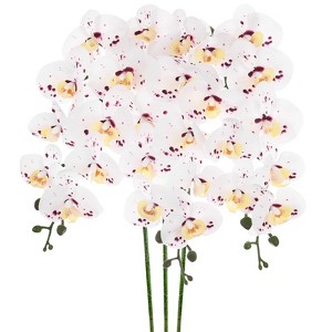 Unique Bargains Artificial Orchid Flowers Nine-headed Large Faux Phalaenopsis Silk Bouquets Real Touch 37 Inch - 1 of 4