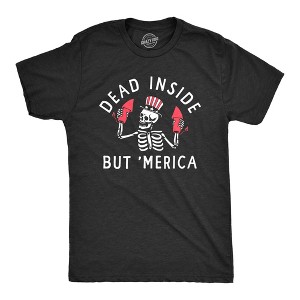 Mens Dead Inside But America T Shirt Funny Depressed Fourth Of July Party Tee For Guys - Crazy Dog Men's T Shirt - 1 of 4