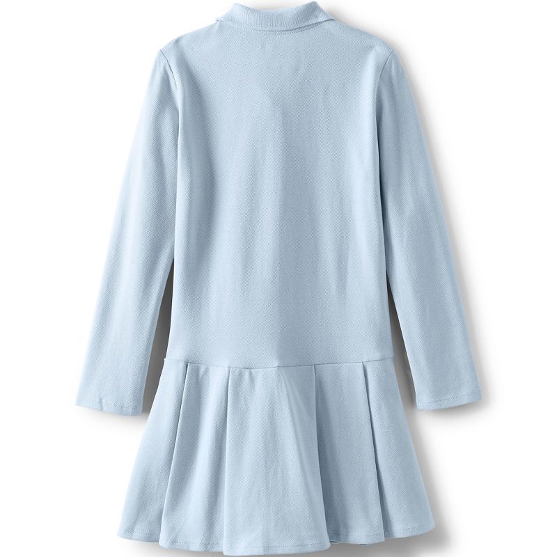 Lands' End Kids Long Sleeve Mesh Pleated Polo Dress, 2 of 4