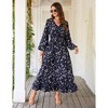 Fall Casual Dresses for Women Empire Waist V Neck Long Sleeve Maxi Ruffle Dress  Wedding Guest Dress - 3 of 4
