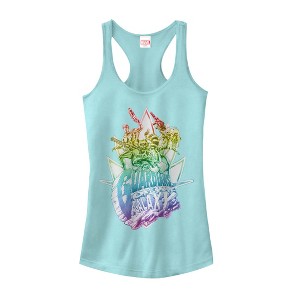 Juniors Womens Marvel Guardians of the Galaxy Team Rainbow Racerback Tank Top - 1 of 3