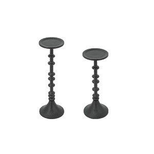 AZL1 Life Concept Candle Holders, Set of 2 Spindle Design Holders for Farmhouse and Dining Table Decor, Black, 4"*4"*13.3" - 1 of 4