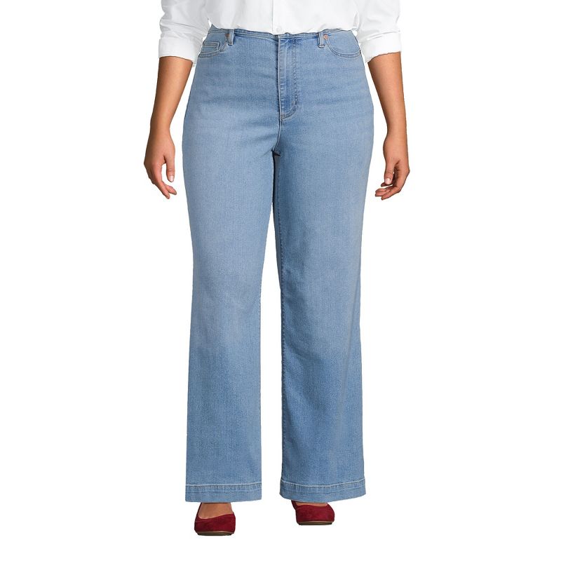 Lands' End Women's Recover High Rise Wide Leg Blue Jeans, 1 of 5