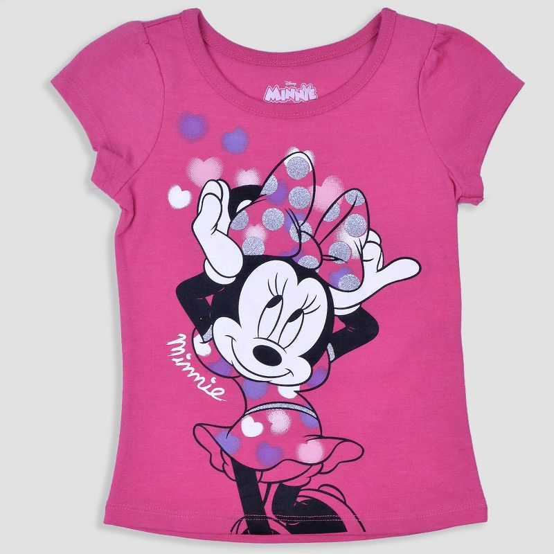 Toddler Girls' 3pk Disney Mickey Mouse & Friends Minnie Mouse Short Sleeve T-Shirt - Pink/White, 2 of 7
