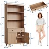 72.4" Tall Bookshelf with Doors & Drawer, 5-Tier Freestanding Storage Bookcase with Cabinet & Open Shelves - 2 of 4
