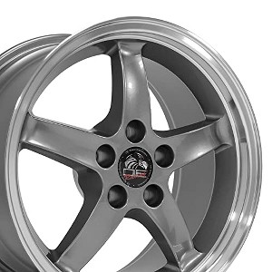OE Wheels FR04B 17 Inch Rim Fits Mustang Cobra R Style 5x114.3 17x9 Gloss Gunmetal Machined Lip (1) - 1 of 4