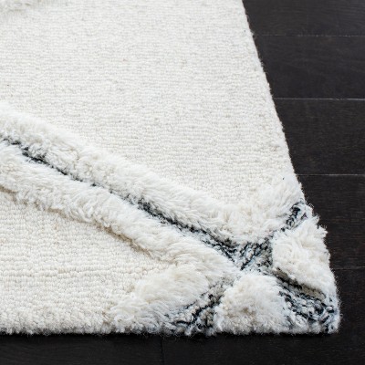 Ivory Hand-Tufted Wool Shag Area Rug, 5' x 8'