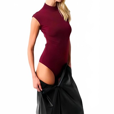 Women's Jess Mock Neck Bodysuit - OLIVACEOUS