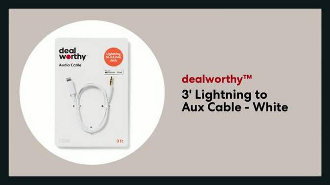 3&#39; Lightning to Aux Cable - dealworthy&#8482; White, 2 of 5, play video