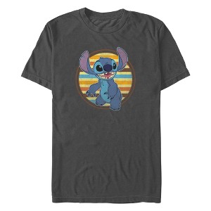 Men's Lilo & Stitch Retro Striped Circle Stitch T-Shirt - 1 of 4